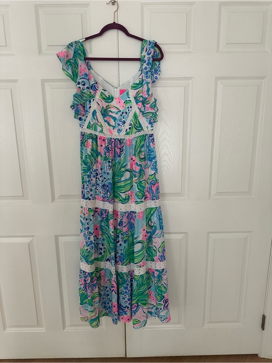 Lilly Pulitzer Dresses & Skirts - Lilly Pulitzer Pink, Blue & Green Floral Maxi Dress